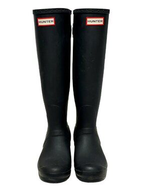 Hunter Original Adjustable Tall Rain Boots Black Matte Wide Calf 8